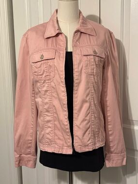 JONES WEAR STUDIO Classic Lightweight Pink Trucker Jean Jacket